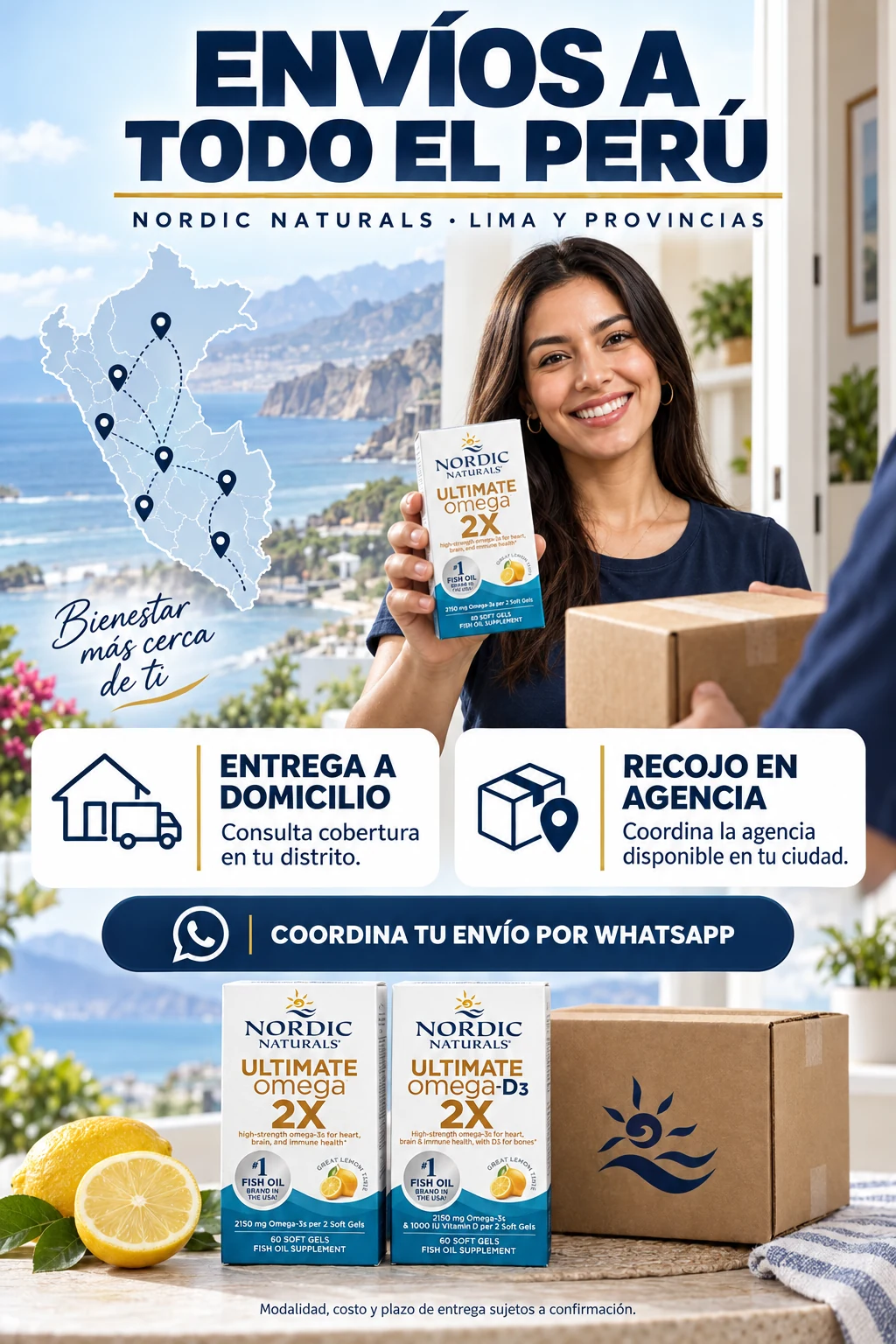 Envíos a todo el Perú: Lima y provincias. Entrega a domicilio y recojo en agencia según cobertura. Modalidad, costo y plazo de entrega sujetos a confirmación.